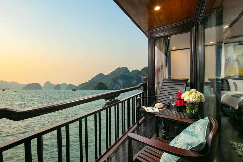 2-Day: Halong Lan Ha Bay 5 Stars Cruises w/Balcony & Bathtub - Sunset, swimming, and the evening onboard