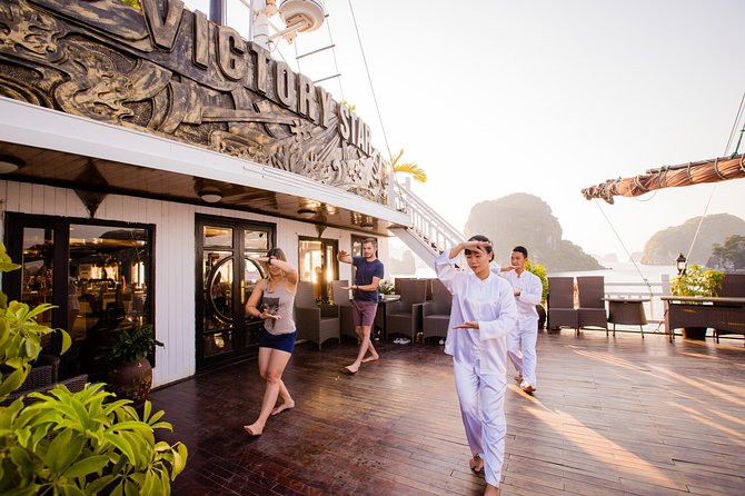 2 days Halong Bay and Bai Tu Long Bay - Overnight Cruise 5<em> – Key points at a glance’ /></p>
<ul>
<li><strong>Bai Tu Long Bay route:</strong> Cruise among the limestone formations while spending the night in the Cong Do area.</li>
<li><strong>Traditional-style vessel:</strong> Bài Thơ combines Vietnamese junk-inspired details with air conditioning and modern onboard facilities.</li>
<li><strong>Thien Canh Son Cave:</strong> Walk through a well-hidden cave during the afternoon of the first day.</li>
<li><strong>Vung Vieng Fishing Village:</strong> Ride a bamboo sampan rowed by local people wearing traditional costume.</li>
<li><strong>Meals and activities included:</strong> Lunches, dinner, breakfast, brunch, kayaking or bamboo boat activities, and an English-speaking guide are covered.</li>
<li><strong>Two-way Hanoi transport:</strong> Pickup is offered in Hanoi’s Old Quarter, with a return to the same general meeting area.</li>
</ul>
<h2>Why Bai Tu Long Bay is the better route for some people</h2>
<p><img width="669" height="446" decoding="async" src=