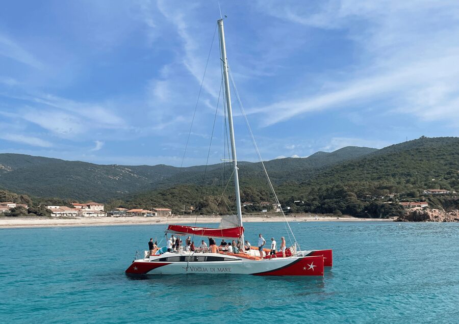 3H30 Explore the south shore of the bay of Ajaccio Catamaran - Swimming, snorkeling, and stand-up paddleboarding