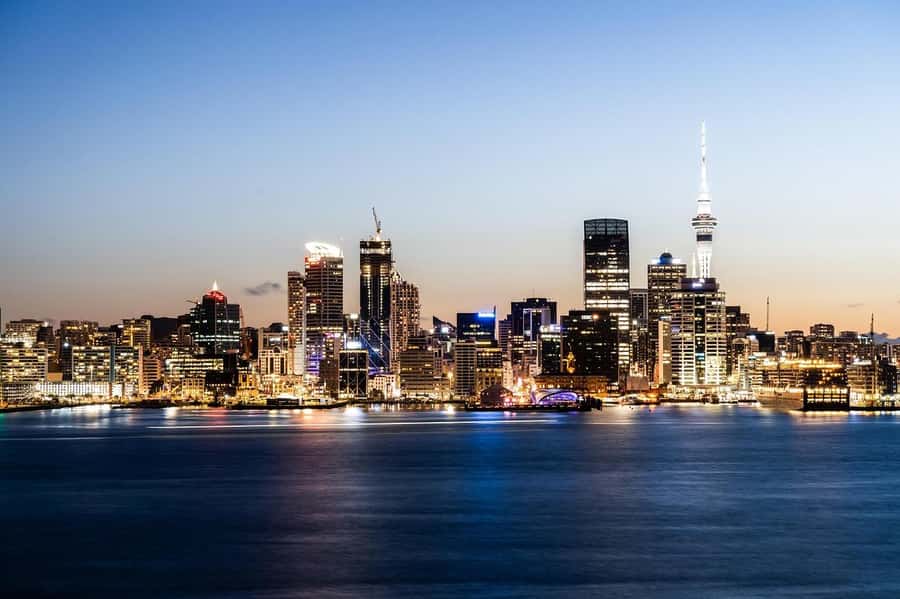Auckland: Nightlights Harbour Cruise with Canapés and Drink - Auckland by night, seen from the harbour