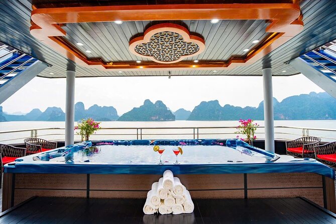 BEST SELLER - Halong 5 Star Day Cruise: Buffet, Wine & Jacuzzi - Sunset wine and the Jacuzzi