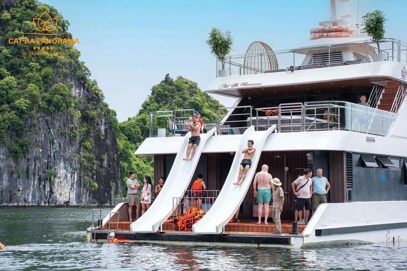 Cat Ba Island: Lan Ha Bay Full-Day with Luxury Cruise - Rock formations across Lan Ha Bay