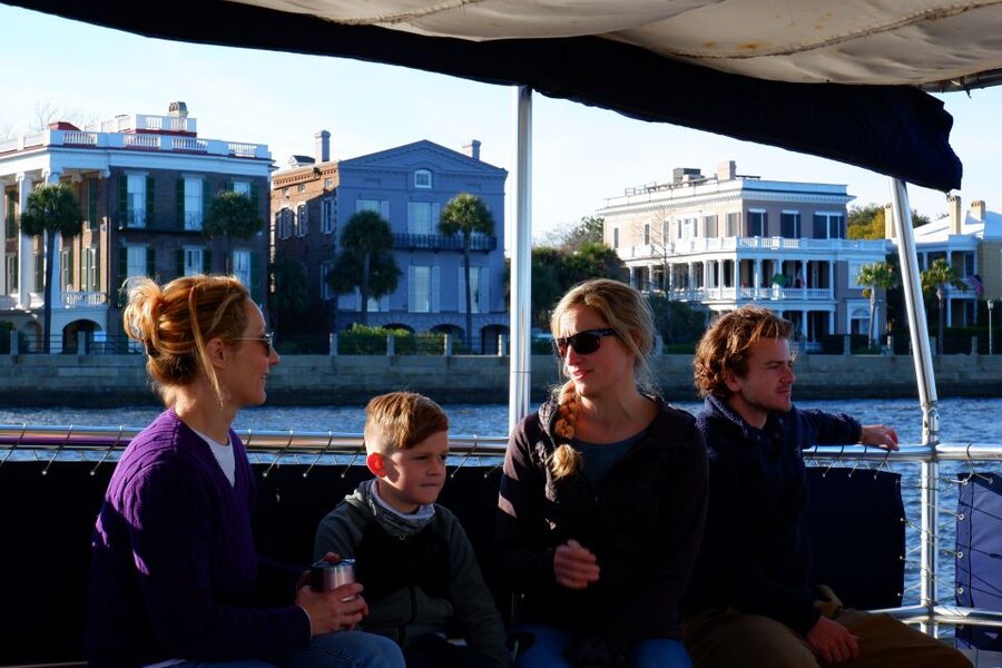 Charleston: Sunset Harbor Cruise - Dolphins and shore birds on the way