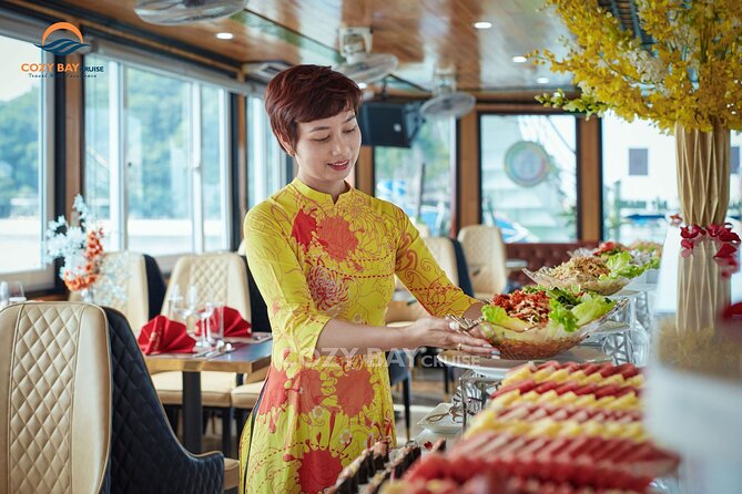Cozy Bay Halong 5-Star Day Cruise, Buffet, Cave, Kayak, Swimming - Ti Top Island, beach time, and the summit climb