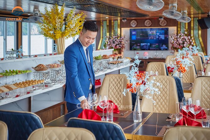 Cozy Bay Halong 5-Star Day Cruise, Buffet, Cave, Kayak, Swimming - Sunset party on the return cruise