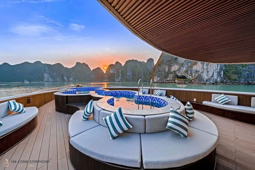 From Ha Long: Luxury Symphony Day Cruise with 2 Jacuzzi Pool - 12:45 buffet lunch aboard ship
