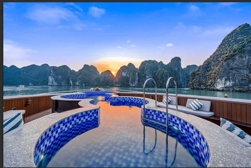 From Ha Long: Luxury Symphony Day Cruise with 2 Jacuzzi Pool - 15:45 sunset tea and two Jacuzzi pools