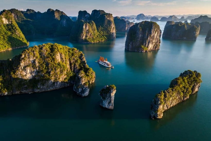 From Hanoi: Halong bay Luxury tour on 5 star cruise - Sunset snacks and the ride back to harbor