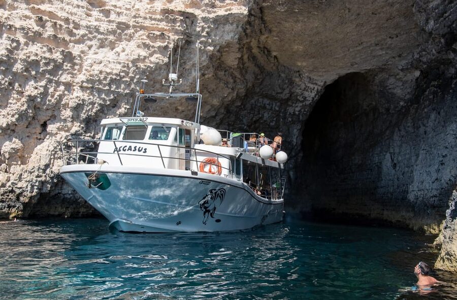 From Mellieha: Three Bay Cruise including the Blue Lagoon - Crystal Lagoon: cliffs, caves, and the best swim stop