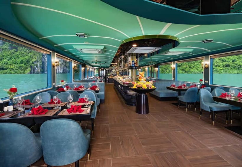 Ha Long Bay Cruise w/ Jacuzzi, Kayak & Limo from Hanoi - Lunch with more than 30 dishes