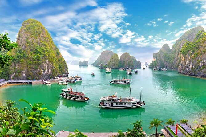 Halong Bay and Cave Full-Day Cruise,Lunch,Island,Beach from Hanoi - Boarding the cruise at Tuan Chau Harbor