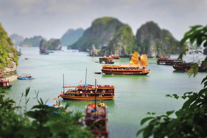 Halong Bay Day Cruise with Bamboo Boat Ride or Kayaking - Titop Island, beach time, and the climb