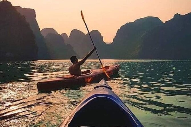 Halong Bay day cruise with Cave, Kayaking and Swimming on highway - Luon Cave by kayak or bamboo boat