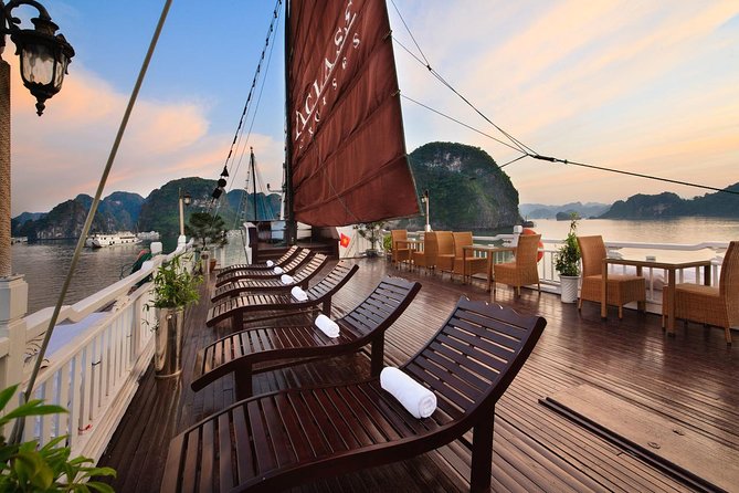 Halong Bay tour 2 days / 1 night on Stellar cruise {New 4 star Cruise}. - Sunset on the sundeck and an evening aboard