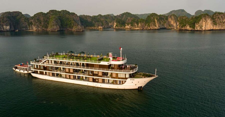 Hanoi: 2-Day Lan Ha, Ha Long Bay 5-star Cruise, Meals, Cabin - Lunch with limestone peaks outside the window