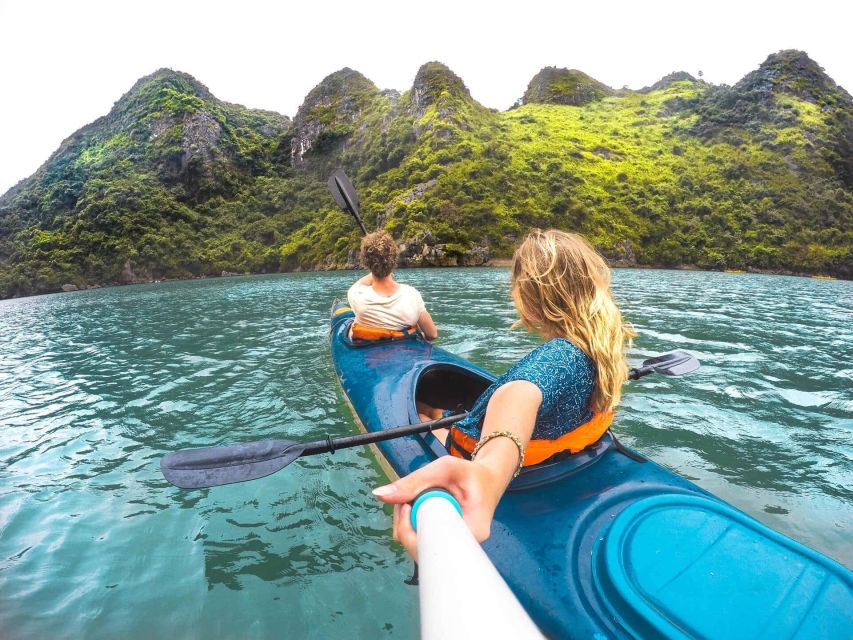 Hanoi: Halong Bay Day Trip with Titop Island, Cave, & Kayak - Kayaking or bamboo boat at Luon Cave