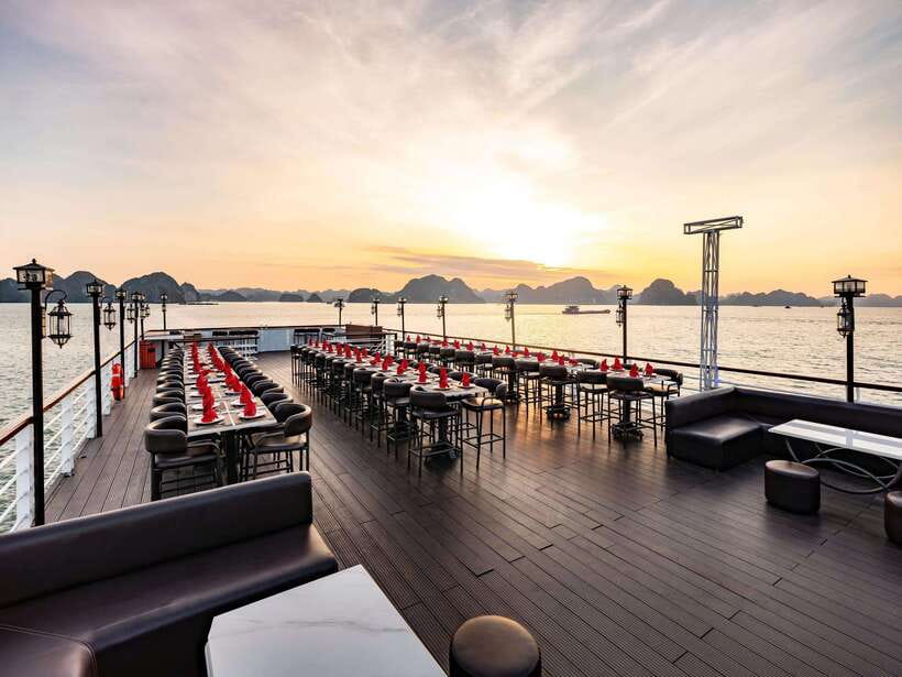 Hanoi: Halong Bay Full-Day Tour with 5-star Diamond Cruise - Sunset party on the upper deck