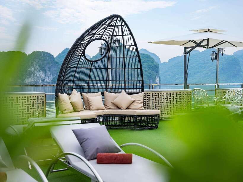Hercules Ha Long Bay New Cruise From Hanoi With Limousine - Titop Island for swimming and a bay view