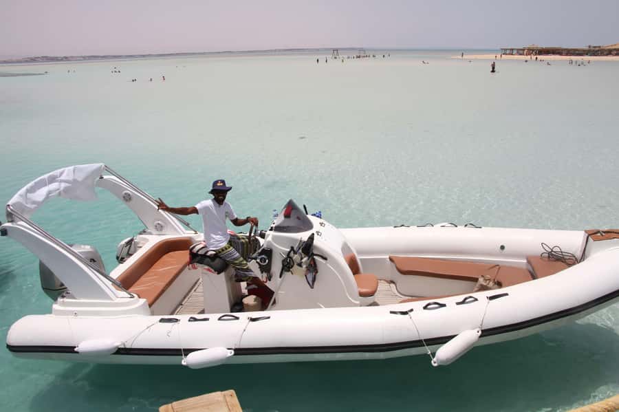 Hurghada: Private Speedboat to Orange Bay and White Island - Orange Bay is the photo-friendly first stop