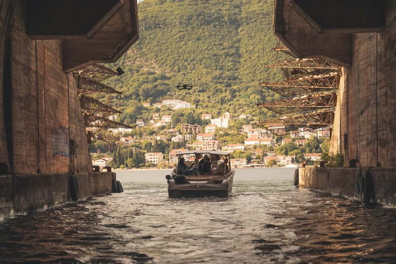 Kotor: Blue Cave with Kotor Bay Island and Submarine Tunnels - The former submarine tunnel