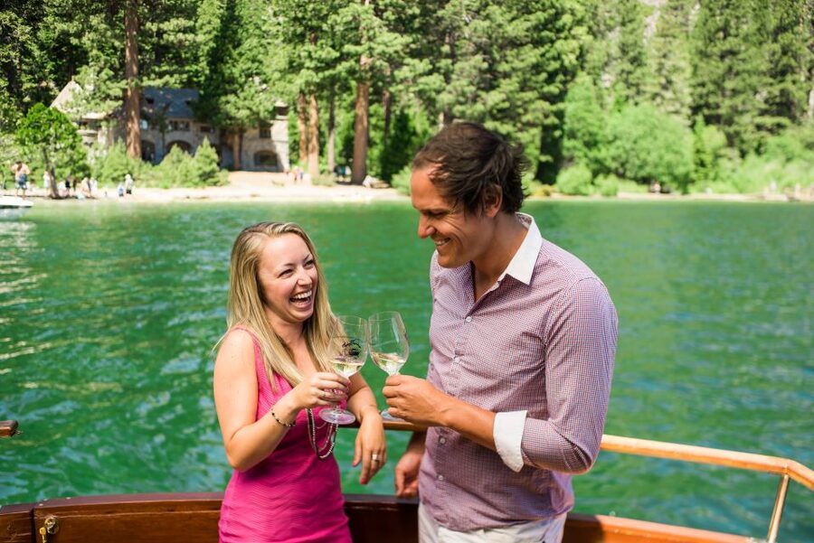 Lake Tahoe: Emerald Bay Sunset Wine Tasting Yacht Cruise - Cruising across Lake Tahoe before sunset