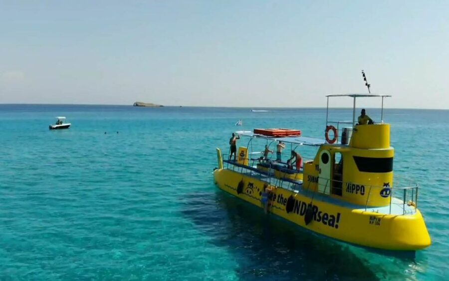 Lindos: Submarine Cruise with Swimming Stop at Navarone Bay - The underwater chamber and feeding the fish