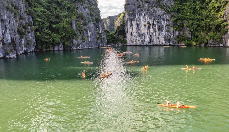 Long Trekking Catba national park, Lan ha bay full day trip - Swimming from a small sandy beach
