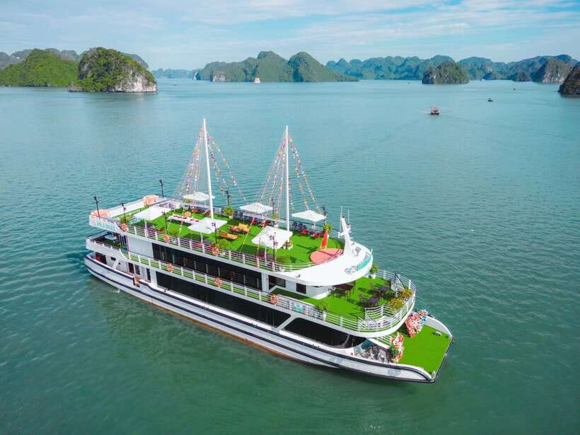 Luxurious Halong 1 day trip: pickup Hanoi, dropoff Ninh Binh - Boarding at Tuan Chau Harbor around noon