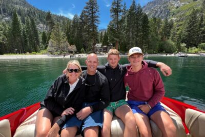Luxury boat tour of Emerald Bay in the Grateful Red
