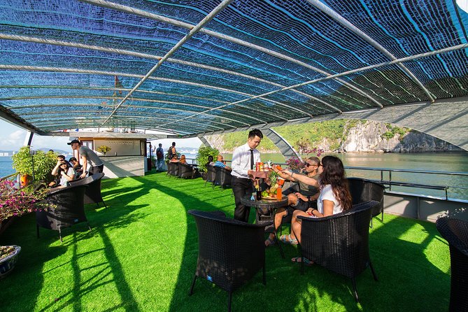 Luxury Halong Bay 1 Day on Cruises From Hanoi with Bus & Lunch - Sunset tea, fruit, and the ride back