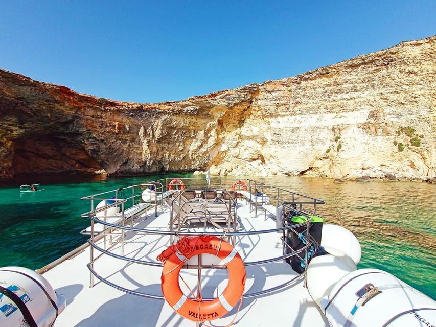 Mellieha: Comino, Crystal & Blue Lagoon 2 Bay Evening Cruise - Boarding Pegasus at Marfa Bay