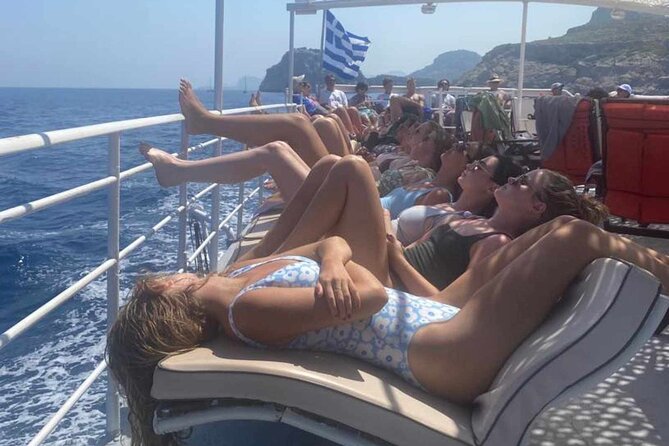 Rhodes Bay to Bay Swim Cruise-Greek Buffet w/wine included - Afandou Beach, pebbles, caves, and a long swim