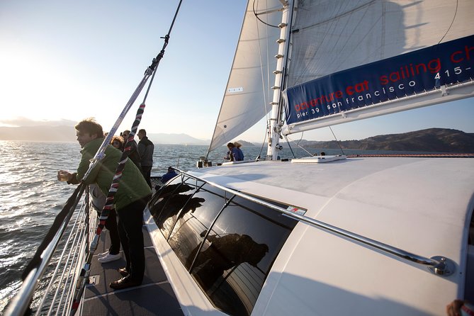 San Francisco Bay Sunset Catamaran Cruise - Passing Alcatraz at twilight