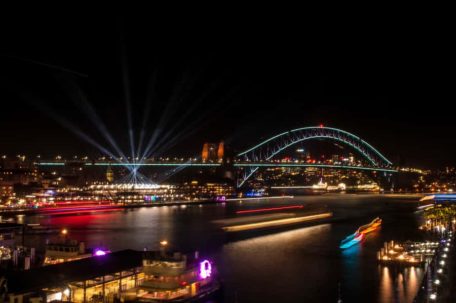 Sydney: Vivid Festival of Light Harbor Cruise with Dinner - Why Vivid looks better from Sydney Harbour