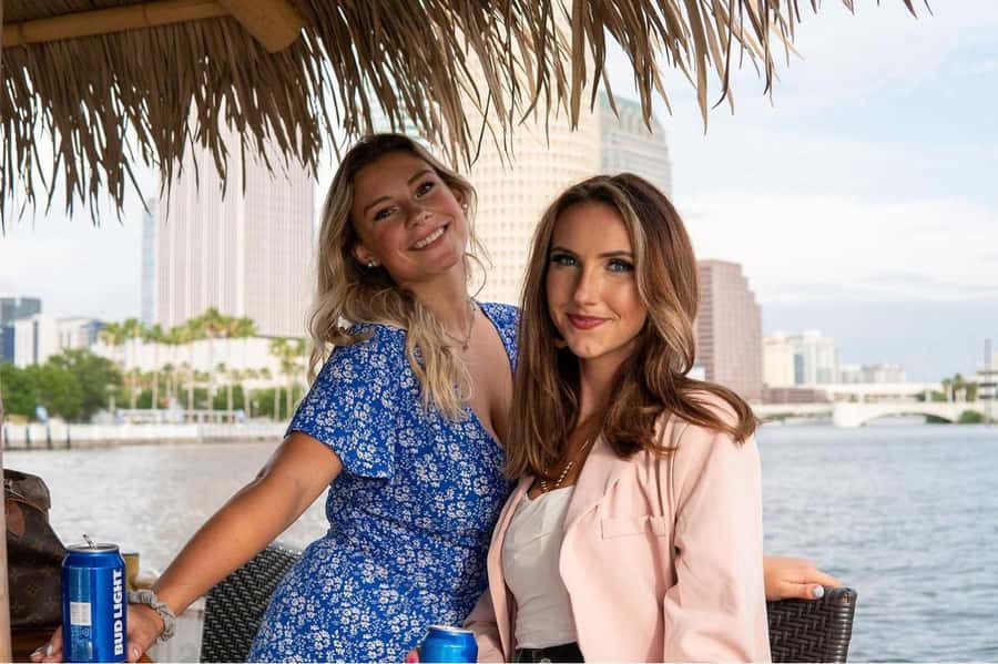 Tampa Bay: Downtown Tampa Tiki Cruise - A tiki boat with a Tampa skyline view