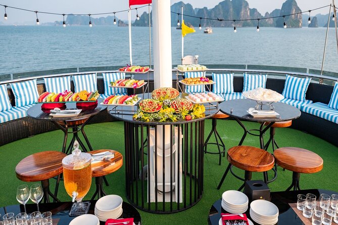 The Best 5 Star Halong Bay Cruise with Buffet,pool, Sunset Party - Luon Cave by kayak or sampan boat