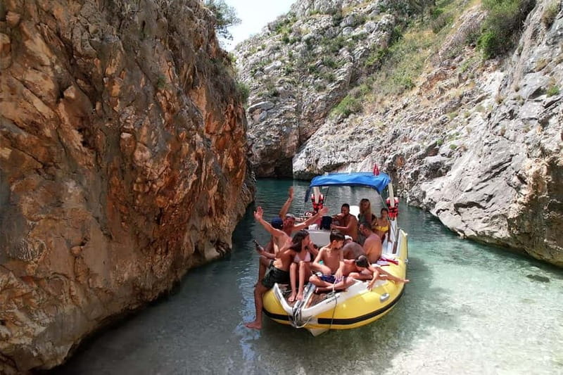 Vlore: Grama Bay & Karaburun Caves 8-Hour Speedboat Tour - Meeting Olympia Tours in central Vlorë