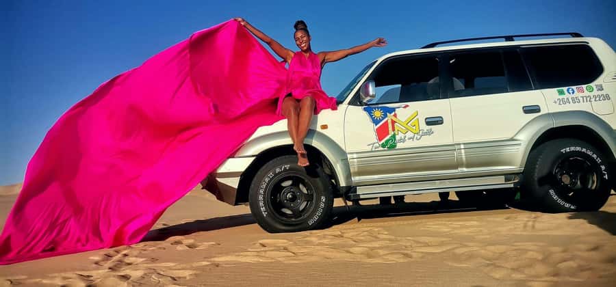 Walvis Bay and Sandwich Harbour Tour - Driving up and over the Sandwich Harbour dunes